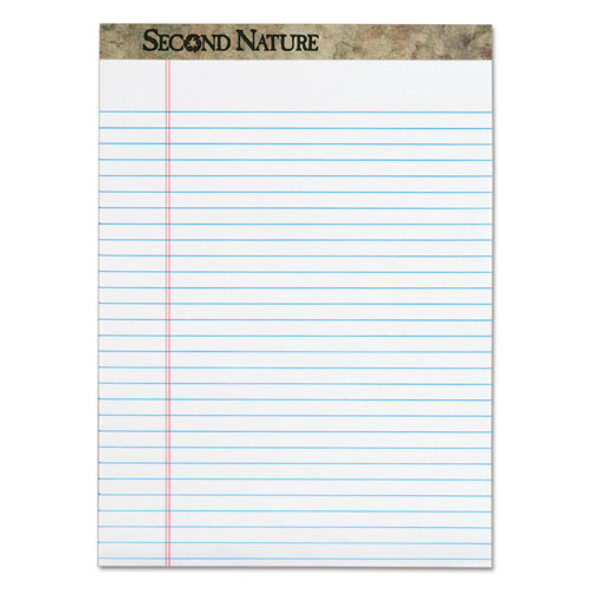 Second Nature Recycled Pads, Wide/legal Rule, 8.5 X 11.75, White, 50 Sheets, Dozen