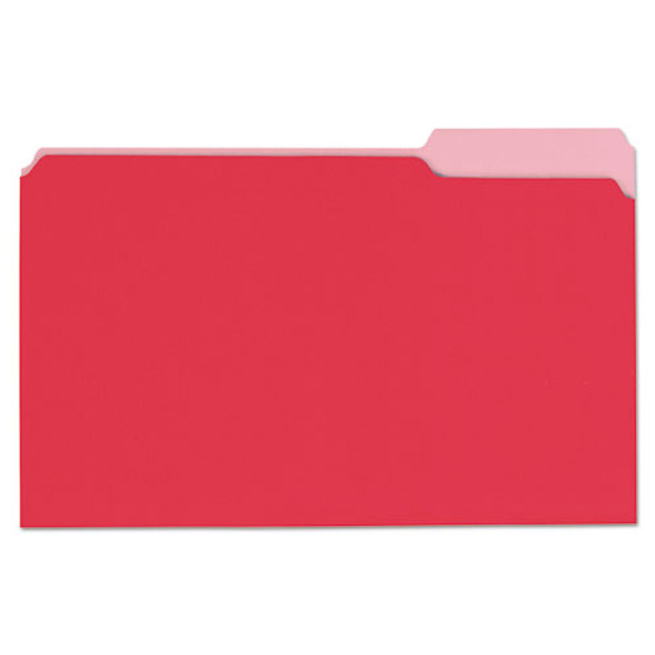 Deluxe Colored Top Tab File Folders, 1/3-cut Tabs, Legal Size, Red/light Red, 100/box