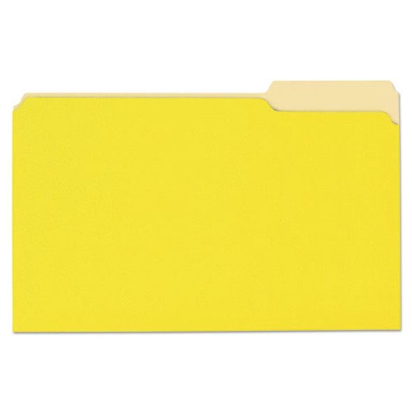 Deluxe Colored Top Tab File Folders, 1/3-cut Tabs, Legal Size, Yellowith Light Yellow, 100/box