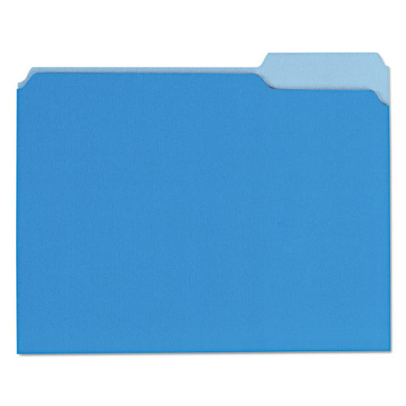 Interior File Folders, 1/3-cut Tabs, Letter Size, Blue, 100/box - IVSUNV12301