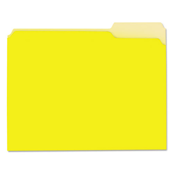 Interior File Folders, 1/3-cut Tabs, Letter Size, Yellow, 100/box - IVSUNV12304