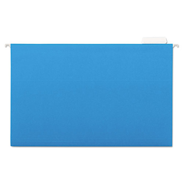 Deluxe Bright Color Hanging File Folders, Legal Size, 1/5-cut Tab, Blue, 25/box