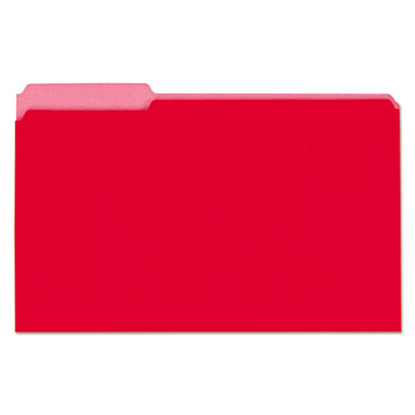 Interior File Folders, 1/3-cut Tabs, Legal Size, Red, 100/box