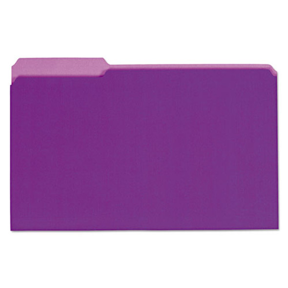 Interior File Folders, 1/3-cut Tabs, Legal Size, Violet, 100/box - IVSUNV15305