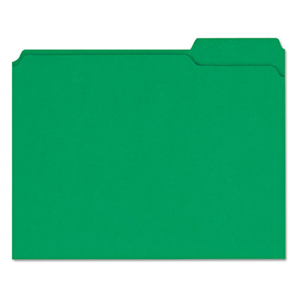 Reinforced Top-tab File Folders, 1/3-cut Tabs, Letter Size, Green, 100/box