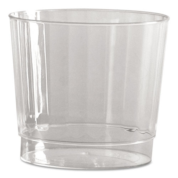 Classic Crystal Plastic Tumblers, 9 Oz., Clear, Fluted, Rocks Squat, 12/pack