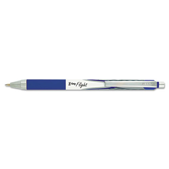 Z-grip Flight Retractable Ballpoint Pen, 1.2mm, Blue Ink, White Barrel, Dozen