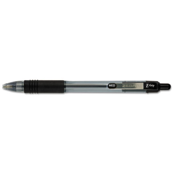 Z-grip Retractable Ballpoint Pen, Medium 1mm, Black Ink, Clear Barrel, Dozen