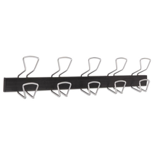 Wall-mount Coat Hooks, Metal, Silver, 22 Lb, 29.92" X 2.95" X 6.45"