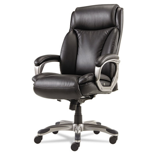 Alera Veon Series Executive High-back Leather Chair, Supports Up To 275 Lbs, Black Seat/black Back, Graphite Base