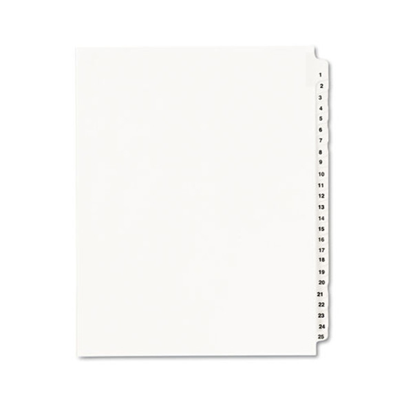 Preprinted Legal Exhibit Side Tab Index Dividers, Avery Style, 25-tab, 1 To 25, 11 X 8.5, White, 1 Set - IVSAVE01330