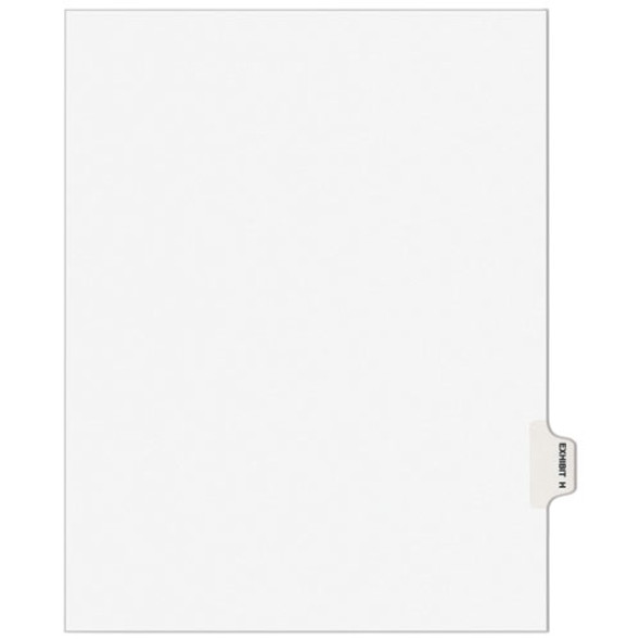 Avery-style Preprinted Legal Side Tab Divider, Exhibit H, Letter, White, 25/pack