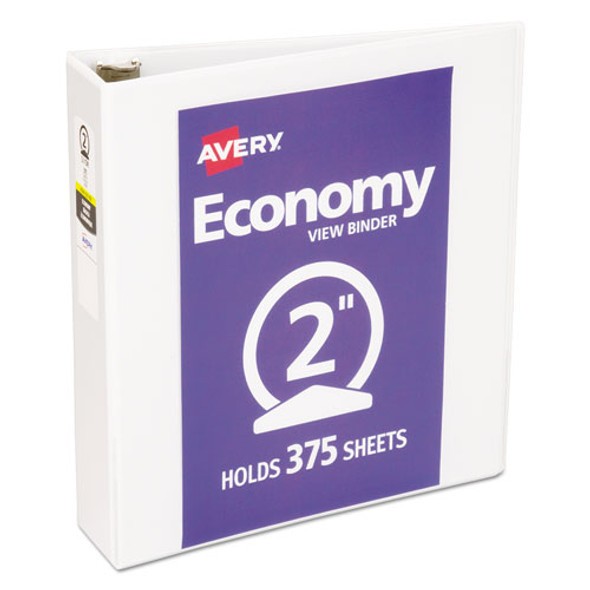 Economy View Binder With Round Rings , 3 Rings, 2" Capacity, 11 X 8.5, White - IVSAVE05731
