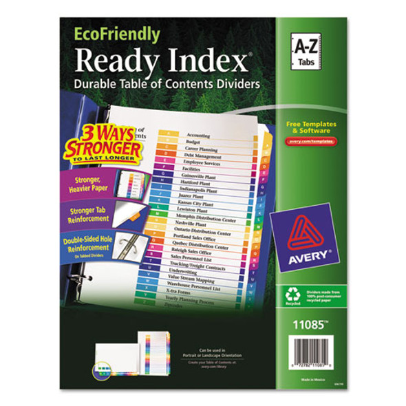 Customizable Table Of Contents Ready Index Dividers With Multicolor Tabs, 26-tab, A To Z, 11 X 8.5, White, 1 Set