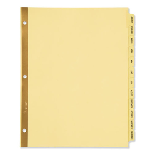 Preprinted Laminated Tab Dividers W/gold Reinforced Binding Edge, 12-tab, Letter