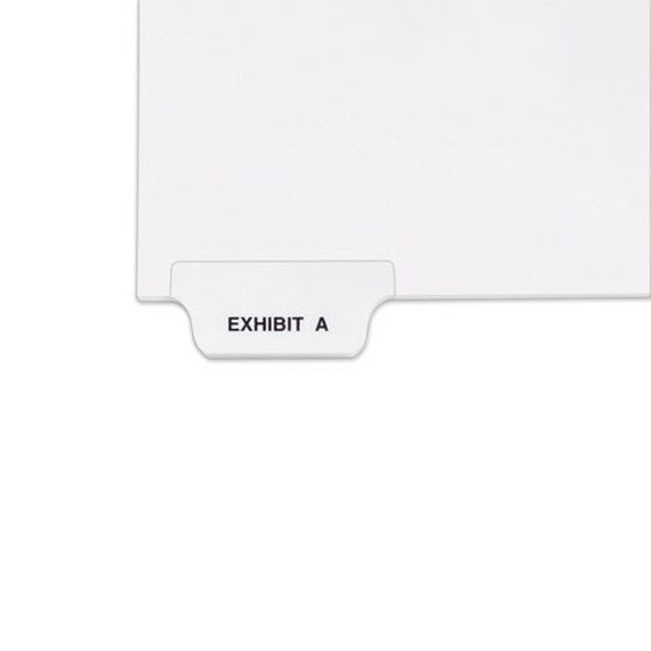 Avery-style Preprinted Legal Bottom Tab Divider, Exhibit A, Letter, White, 25/pk