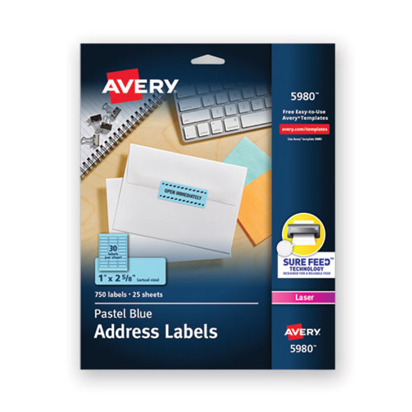 High-visibility Permanent Laser Id Labels, 1 X 2 5/8, Pastel Blue, 750/pack