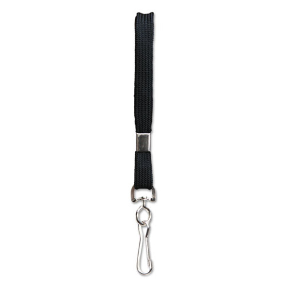 Flat Lanyard W/hook, 36", Nylon, Black, 100/pack