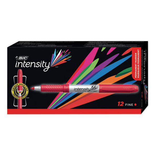 Intensity Permanent Marker, Fine Bullet Tip, Rambunctious Red, Dozen