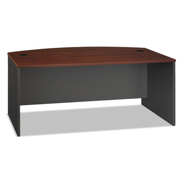 Series C Collection 72w Bow Front Desk Shell, 71.13w X 36.13d X 29.88h, Hansen Cherry/graphite Gray