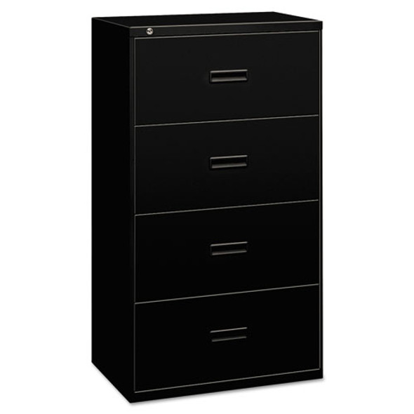 400 Series Four-drawer Lateral File, 30w X 18d X 52.5h, Black