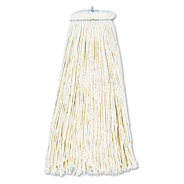 Cut-end Lie-flat Wet Mop Head, Cotton, 16oz, White