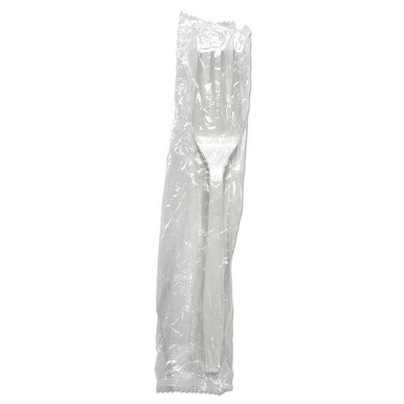 Heavyweight Wrapolypropyleneed Polypropylene Cutlery, Fork, White, 1000/carton