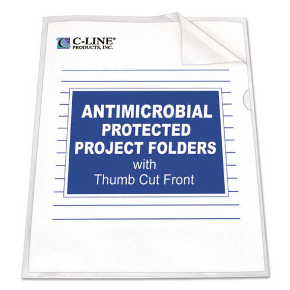 Antimicrobial Protected Poly Project Folders, Letter Size, Clear, 25/box