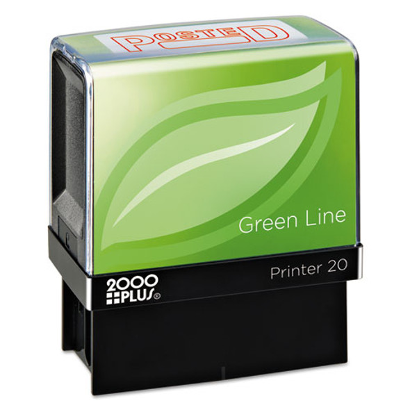 Green Line Message Stamp, Posted, 1 1/2 X 9/16, Red