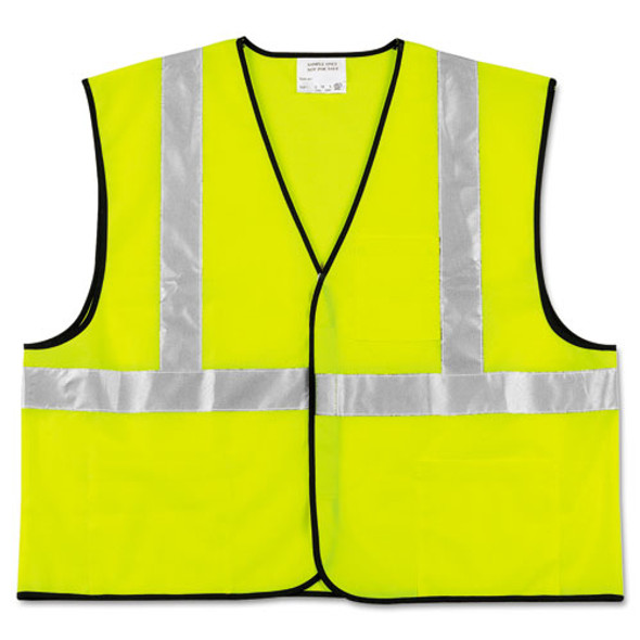 Class 2 Safety Vest, Fluorescent Lime W/silver Stripe, Polyester, X-large