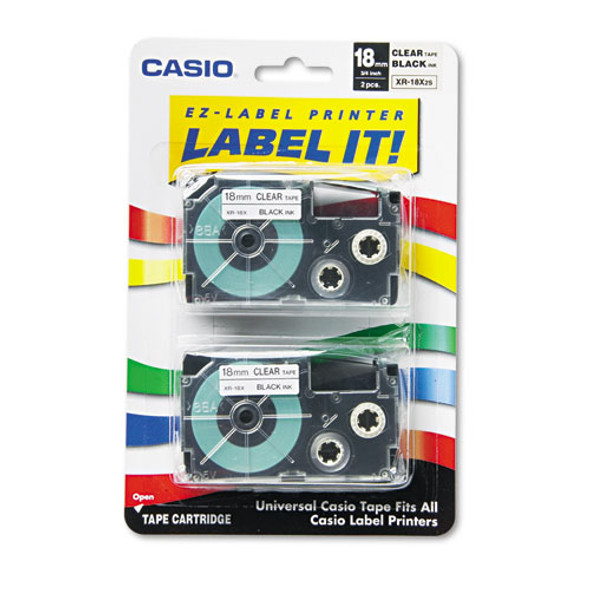 Tape Cassettes For Kl Label Makers, 0.75" X 26 Ft, Black On Clear, 2/pack