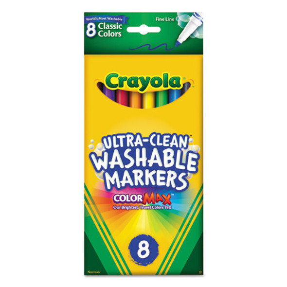 Ultra-clean Washable Markers, Fine Bullet Tip, Classic Colors, 8/pack