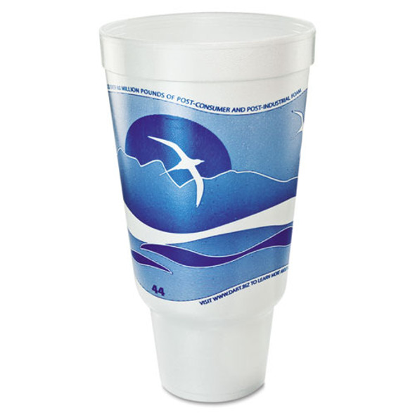 Horizon Flush Fill Foam Cup, Hot/cold, 44 Oz., Ocean Blue/white, 15/bag