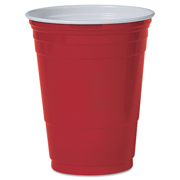 Solo Plastic Party Cold Cups, 16oz, Red, 50/pack