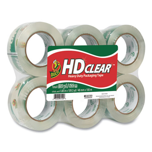 Hd Clear Packing Tape, 3" Core, 1.88" X 55 Yds, Clear, 6/pack