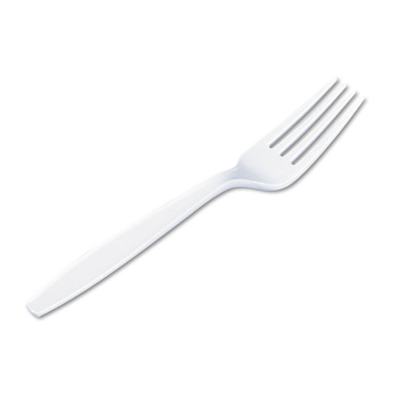 Plastic Cutlery, Heavyweight Forks, White, 1,000/carton - IVSDXEFH217