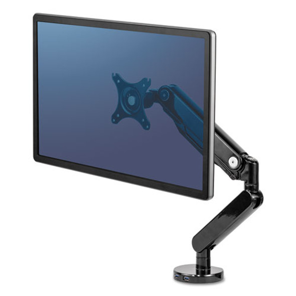 Platinum Series Single Monitor Arm, Up To 30", Up To 20 Lbs, Clamp/grommet, Black