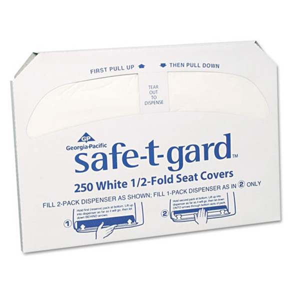 Half-fold Toilet Seat Covers, White, 250/pack, 20 Boxes/carton