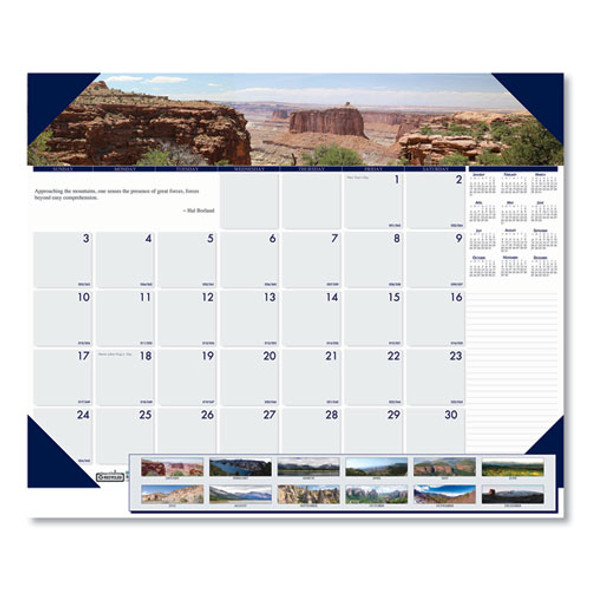 Recycled Mountains Of The World Photo Monthly Desk Pad Calendar, 22 X 17, 2021