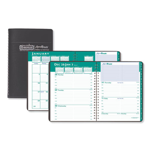 Recycled Express Track Weekly/monthly Appointment Book, 11 X 8.5, Black, 2021-2022