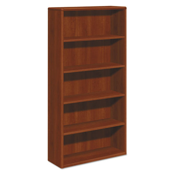 10700 Series Wood Bookcase, Five Shelf, 36w X 13 1/8d X 71h, Cognac