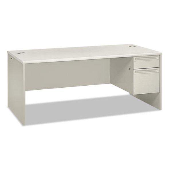 38000 Series Single Pedestal Desk, Right, 72w X 36d X 30h, Silver Mesh/light Gray