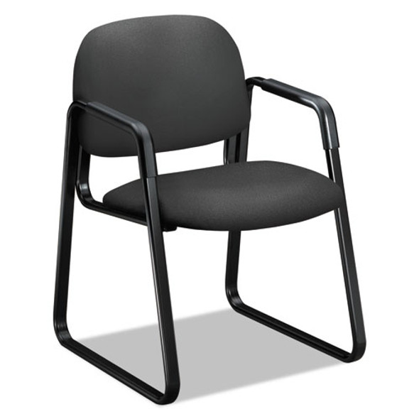 Solutions Seating 4000 Series Sled Base Guest Chair, 23.5" X 26" X 33", Iron Ore Seat, Iron Ore Back, Black Base