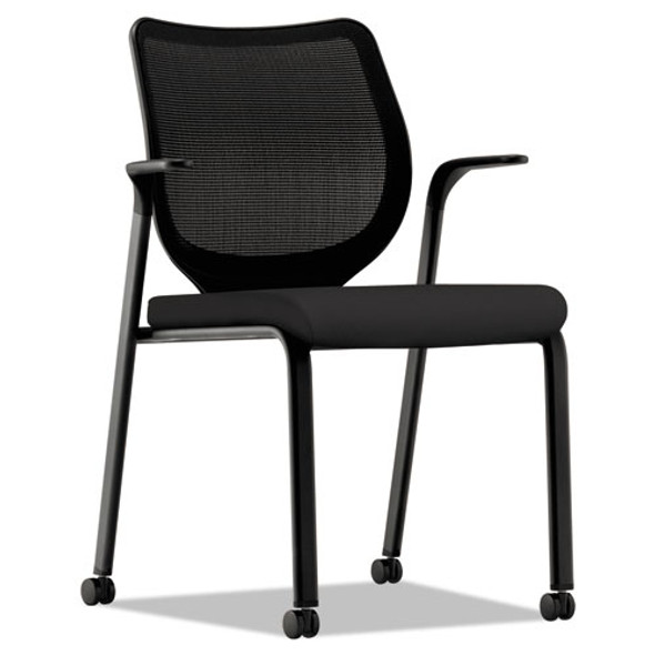 Nucleus Series Multipurpose Stacking Chair With Ilira-stretch M4 Back, Black Seat/black Back, Black Base