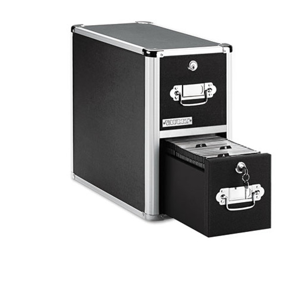 2-drawer Cd File Cabinet, Holds 330 Folders Or 120 Slim/60 Standard Cases, Black