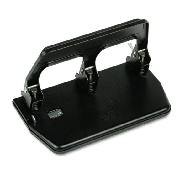 40-sheet Heavy-duty Three-hole Punch, 9/32" Holes, Gel Pad Handle, Black