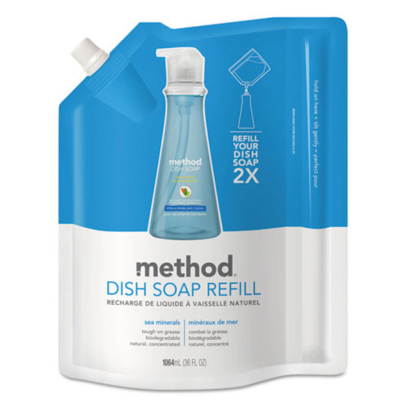 Dish Soap Refill, Sea Minerals, 36 Oz Pouch, 6/carton