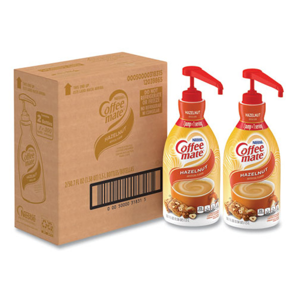 Liquid Coffee Creamer, Hazelnut, 1.5 Liter Pump Bottle, 2/carton