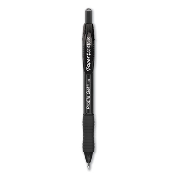 Profile Retractable Gel Pen, Bold 1 Mm, Black Ink, Translucent Black Barrel, Dozen