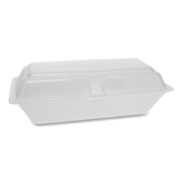 Foam Hinged Lid Containers, Single Tab Lock Hoagie, 9.75 X 5 X 3.25, 1-compartment, White, 560/carton